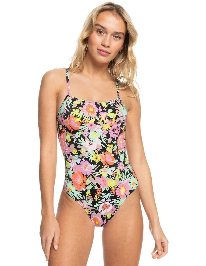 Active High Leg One Piece Swimsuit in Anthracite Floral Escape image 1