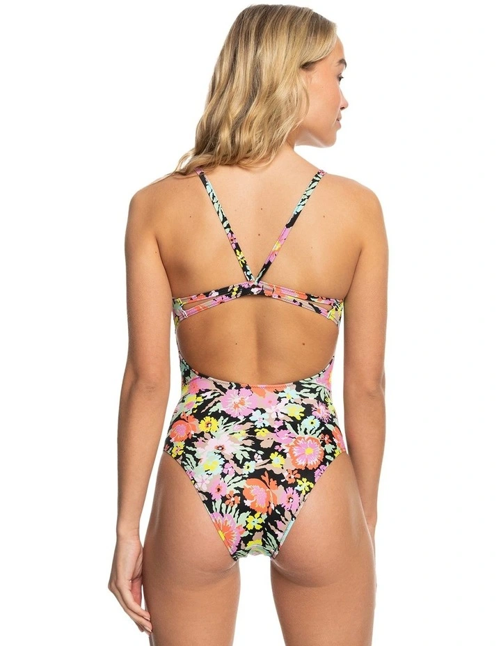 Active High Leg One Piece Swimsuit in Anthracite Floral Escape image 2