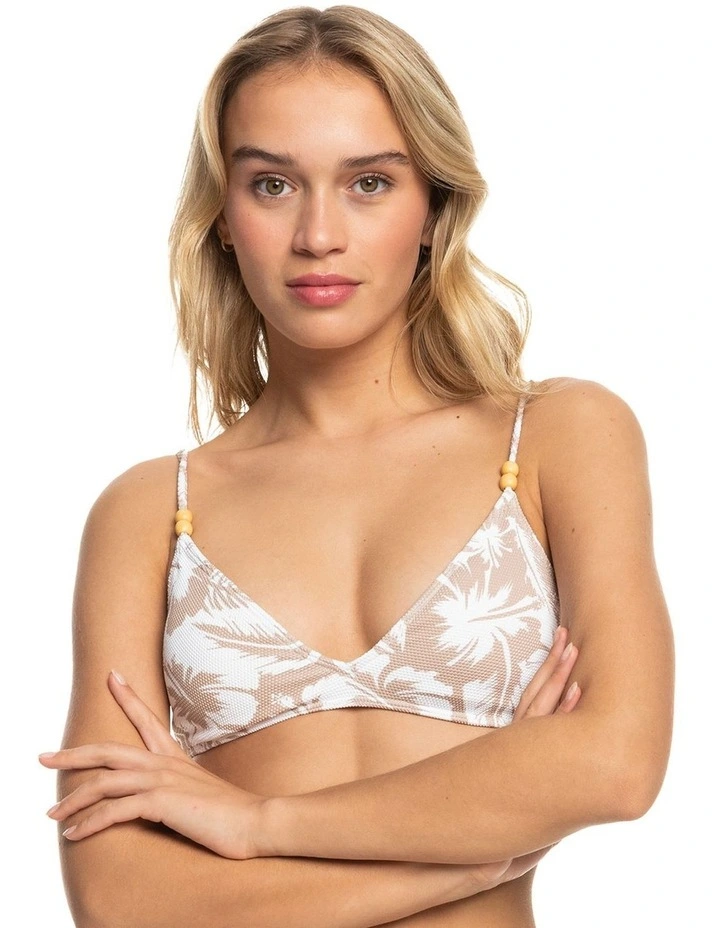 Tri Bikini Top in Warm Taupe Happy Hibiscus image 1