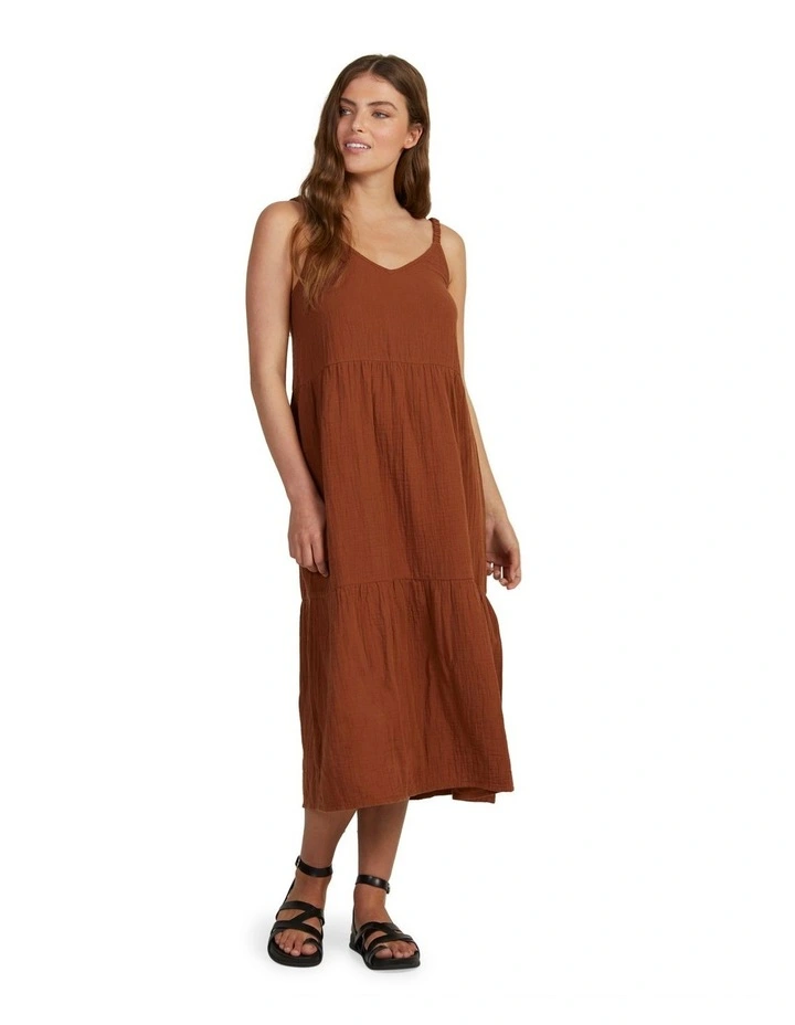 knee length dresses for ladies Sorrel Gold Ruched Chiffon Long Maxi Dress main image 1