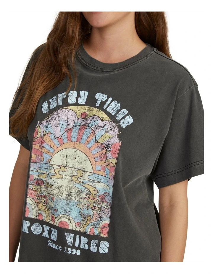 Cotton Crew Neck Roxy On The Hill Short Sleeve T-Shirt - Oversize