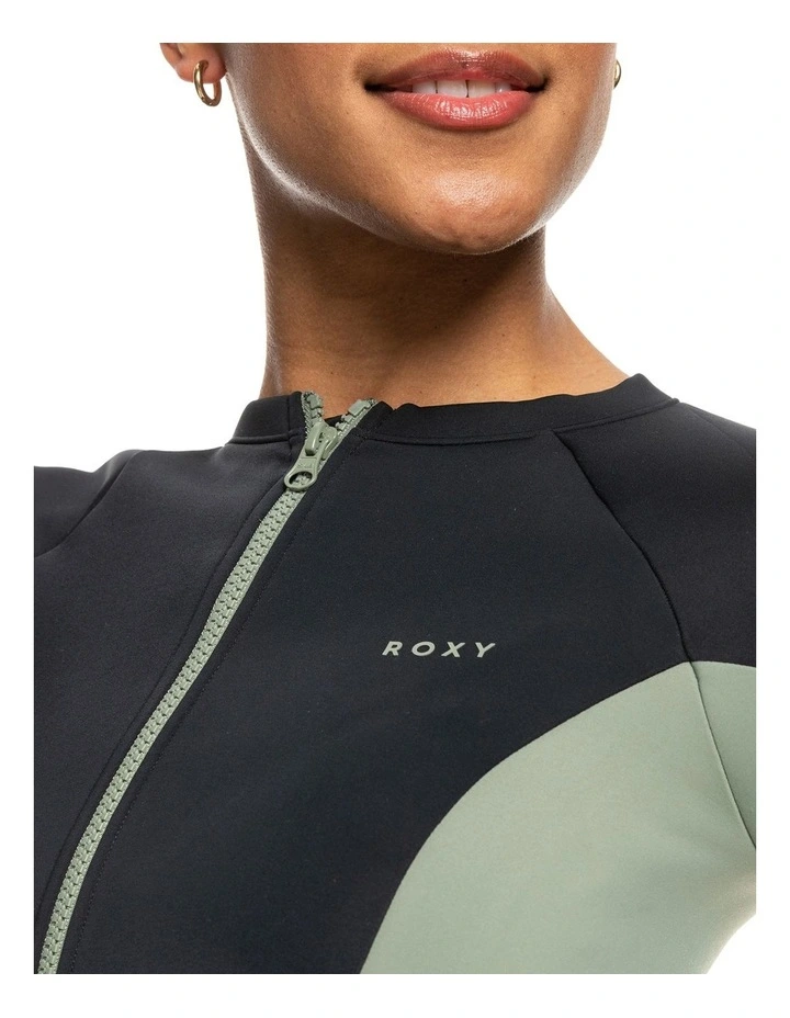 Roxy Pro Wave Long Sleeve Zipped Rash Vest in Anthracite | MYER