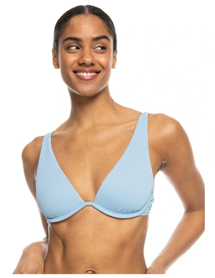 Rib  Love Offshore V-Neck Bikini Top in Bel Air Blue image 1