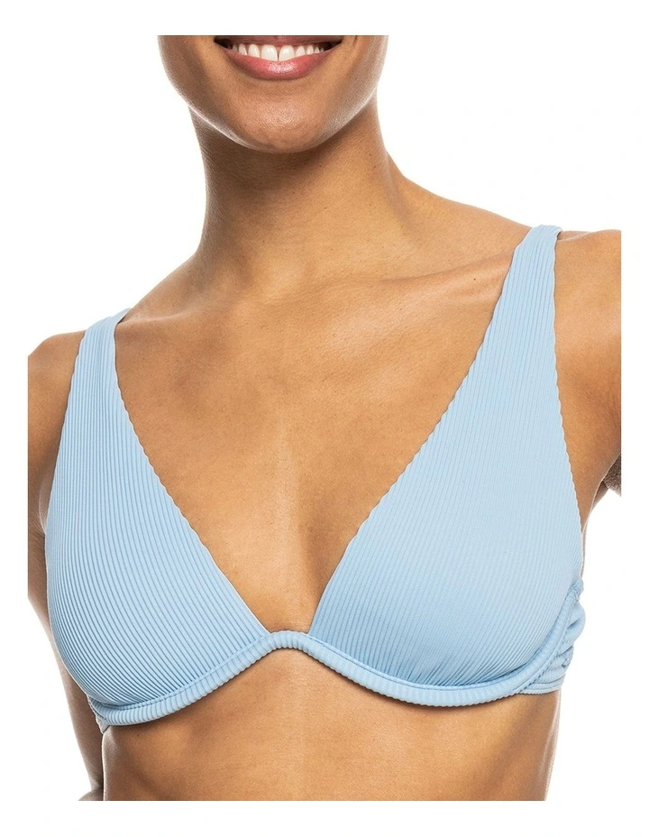 Rib  Love Offshore V-Neck Bikini Top in Bel Air Blue image 4