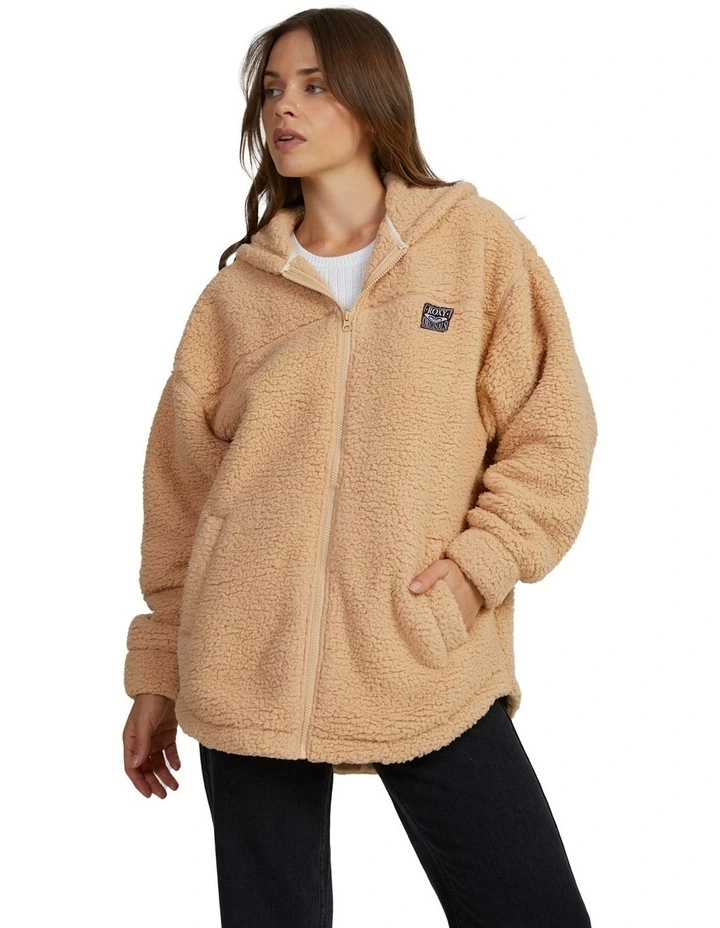 Weekend Plans Full-Zip Hooded Fleece in Hazelnut image 1