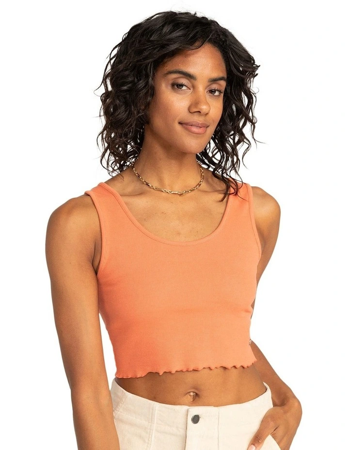 Keep It Wavy Ribbed Tank Top in Apricot Brandy image 1