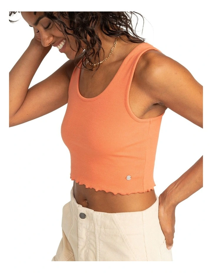 Keep It Wavy Ribbed Tank Top in Apricot Brandy image 3