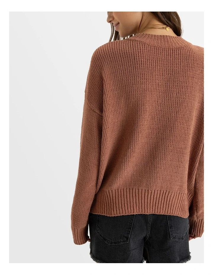 Miss It All Crew Neck Sweater in Brown image 2
