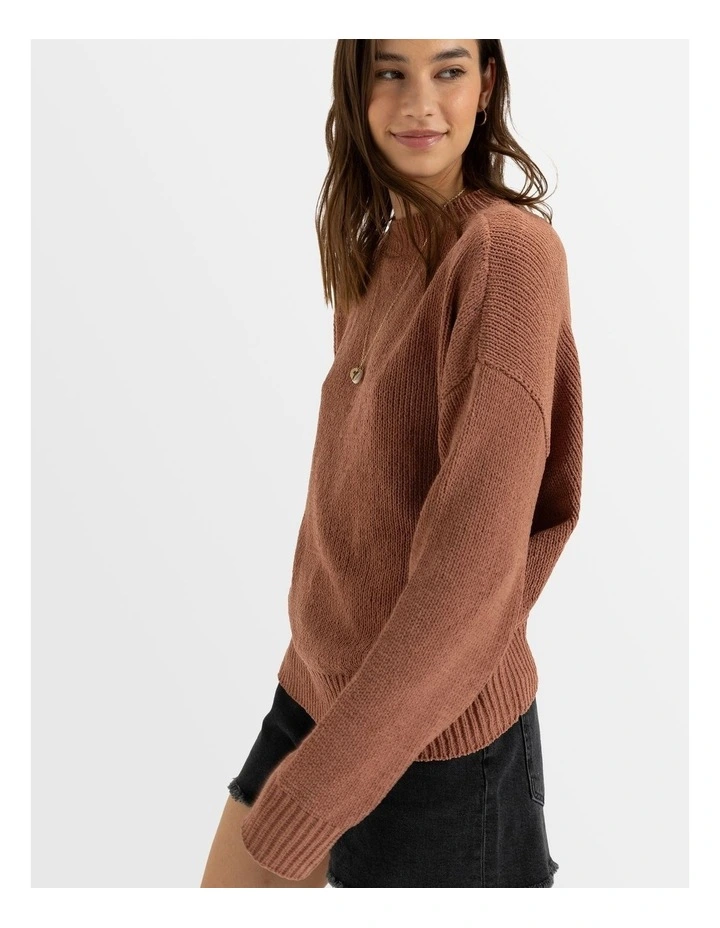 Miss It All Crew Neck Sweater in Brown image 3