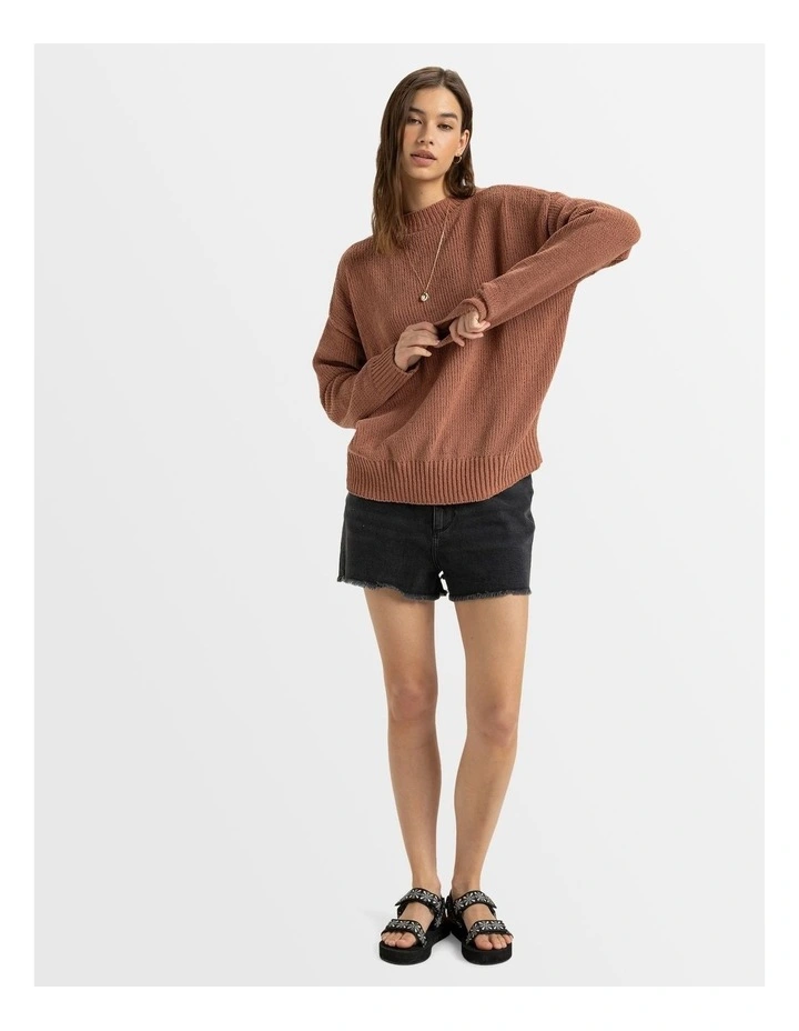 Miss It All Crew Neck Sweater in Brown image 5