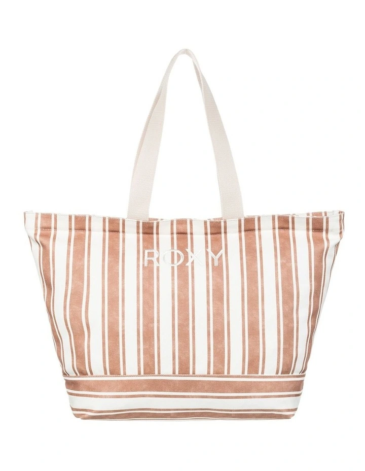 Strippy Beach Tote Bag in Brown image 1