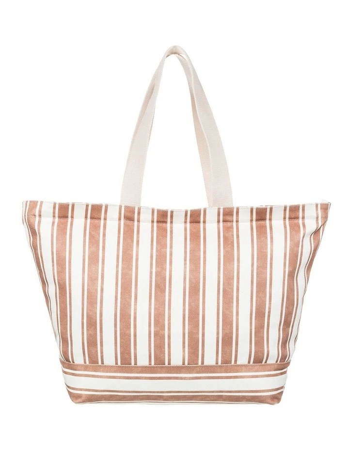 Strippy Beach Tote Bag in Brown image 2