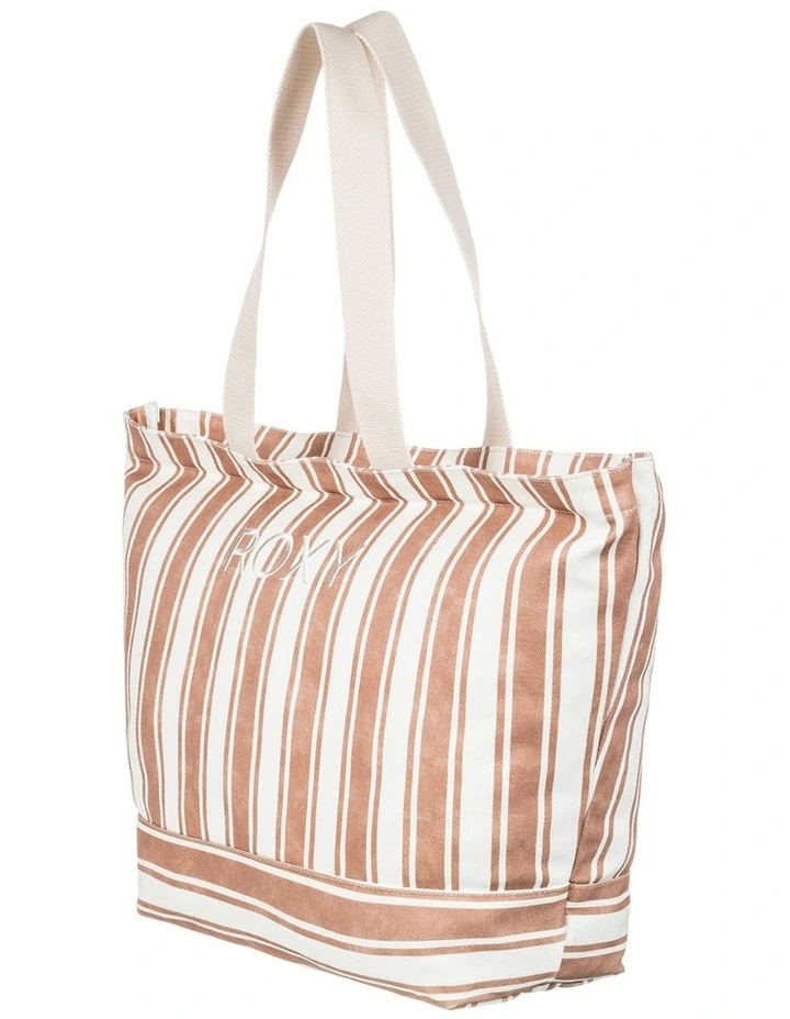 Strippy Beach Tote Bag in Brown image 3