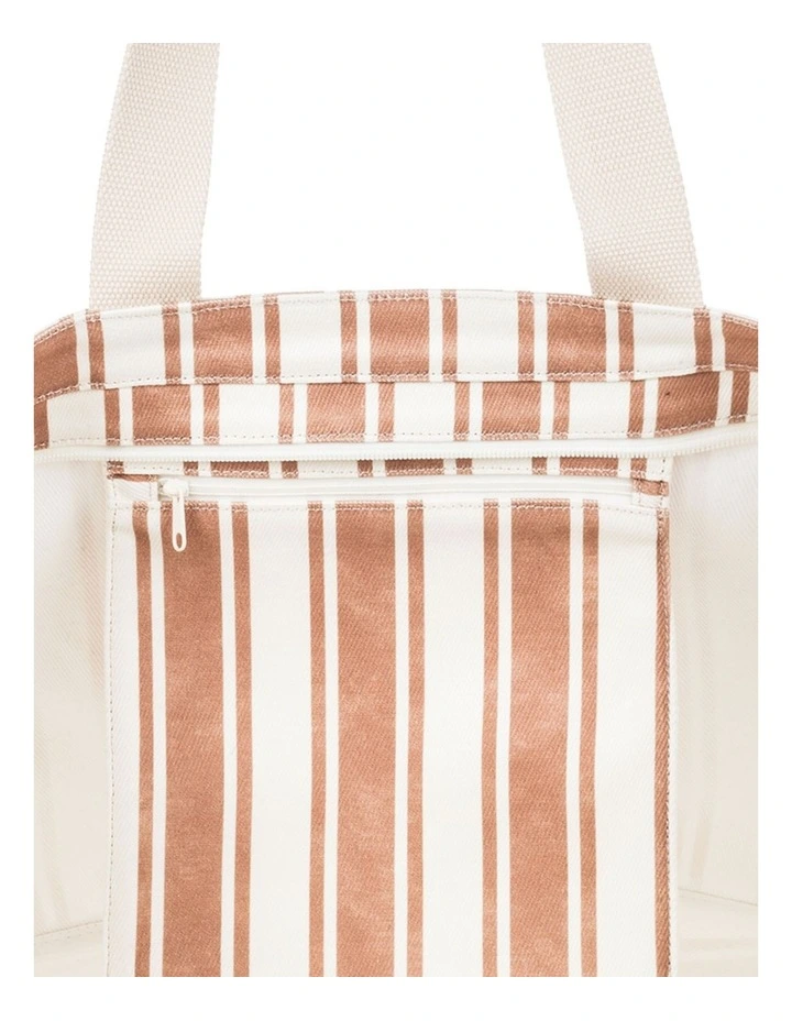 Strippy Beach Tote Bag in Brown image 4