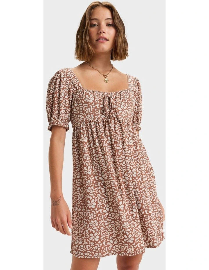 Frill Bloom Mini Dress Brown image 1