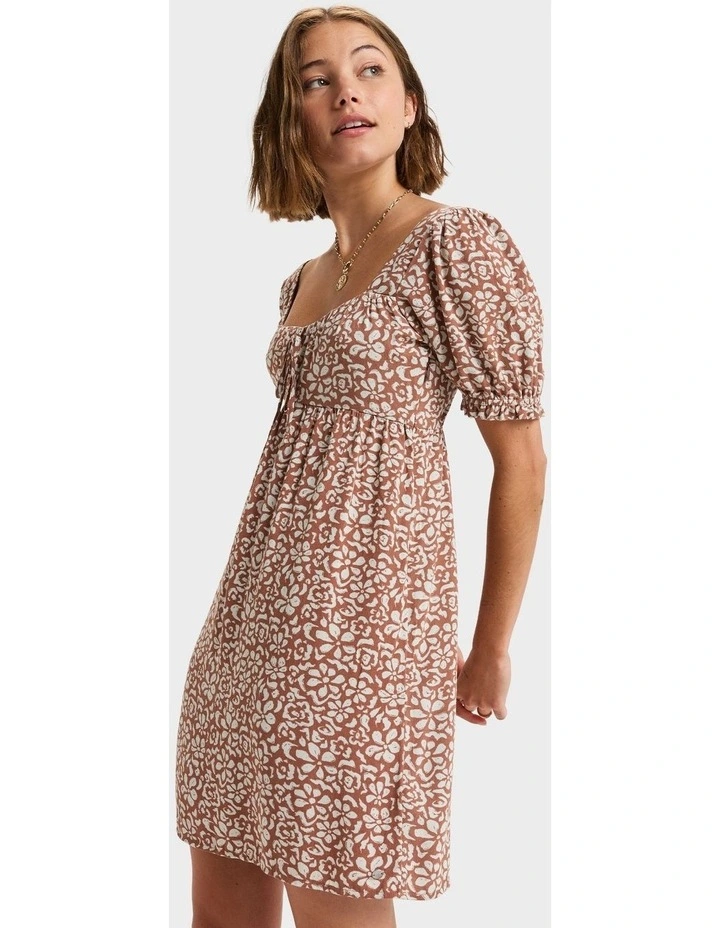 Frill Bloom Mini Dress Brown image 3