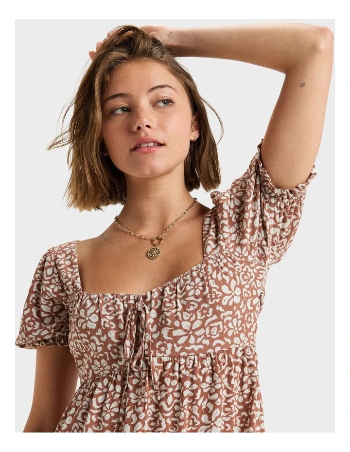Frill Bloom Mini Dress Brown image 4