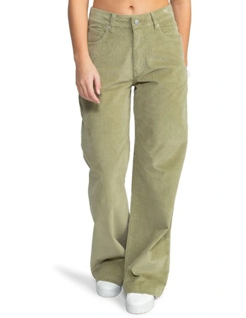 Surf On Cloud Cord Stretch Pant in Oil Green