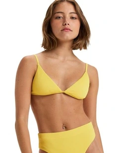 Rib Love The Quiver Tri Bikini Top in Yellow