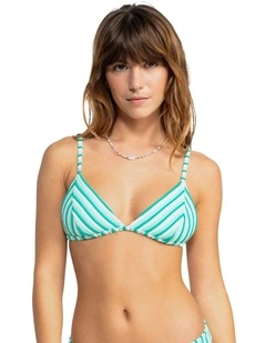 Party Wave Fixed Tri Bikini Top in Green