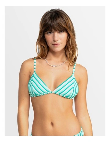 Party Wave Fixed Tri Bikini Top in Green