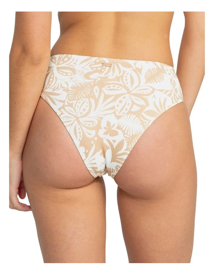 Palm Midwaist High Leg Moderate Bikini Bottom in Tan image 2