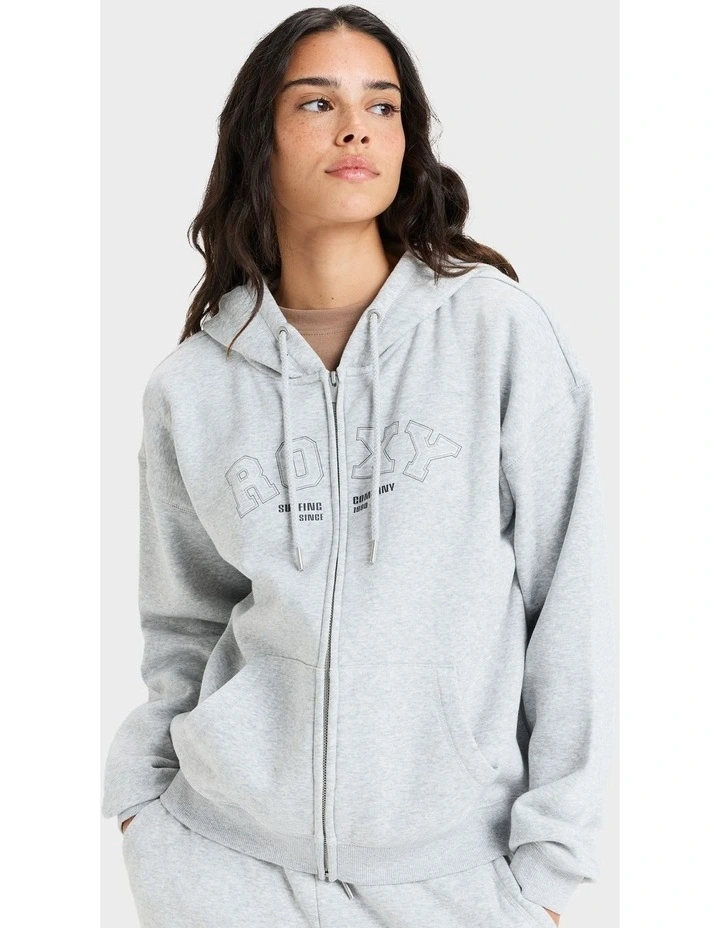 Perfect Place Zip Brushed Fleece Top in Grey image 1