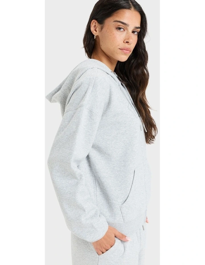 Perfect Place Zip Brushed Fleece Top in Grey image 3