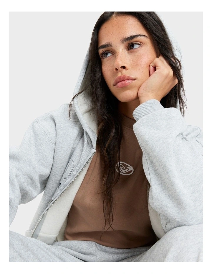 Perfect Place Zip Brushed Fleece Top in Grey image 6