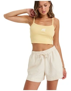 Lekeitio Break Mid Elastic Waist Shorts in Beige
