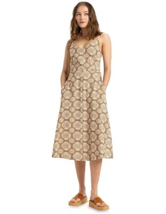 Island Glow Midi Dress in Brown
