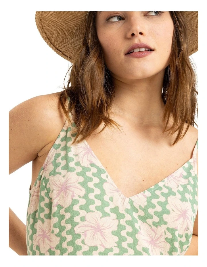 Stay Sunny Slip Midi Dress in Basil Party Waves Yw image 4