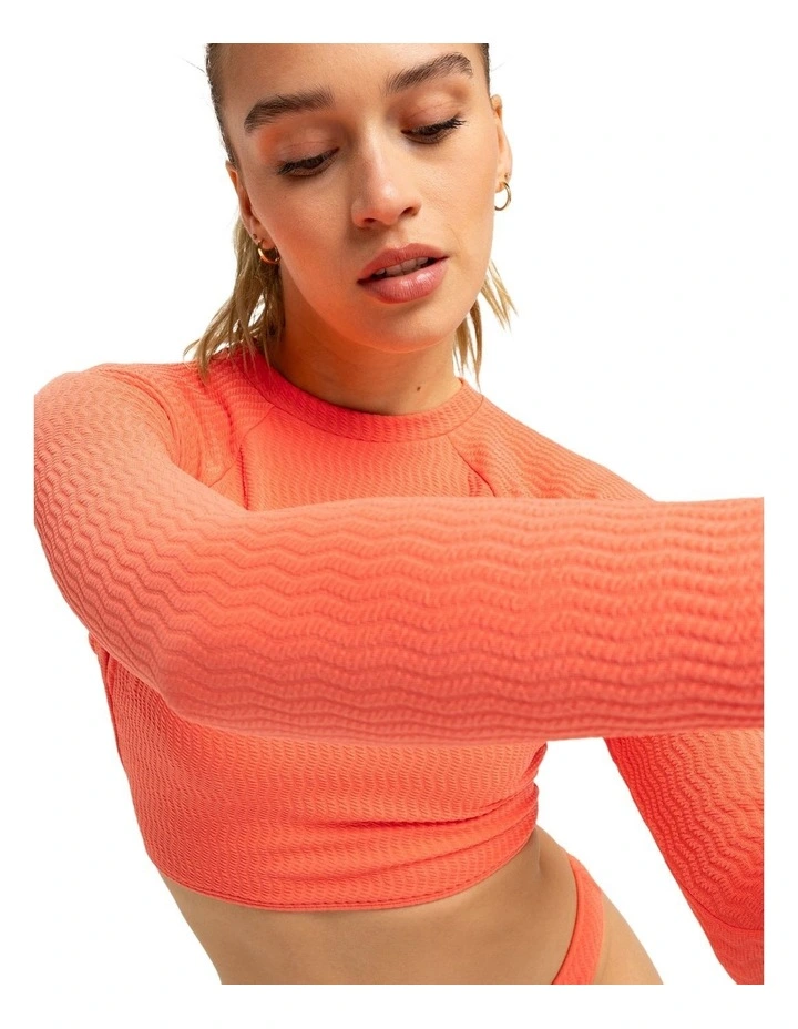 Lagos Crop Top Lycra Rash Vest in Emberglow image 4