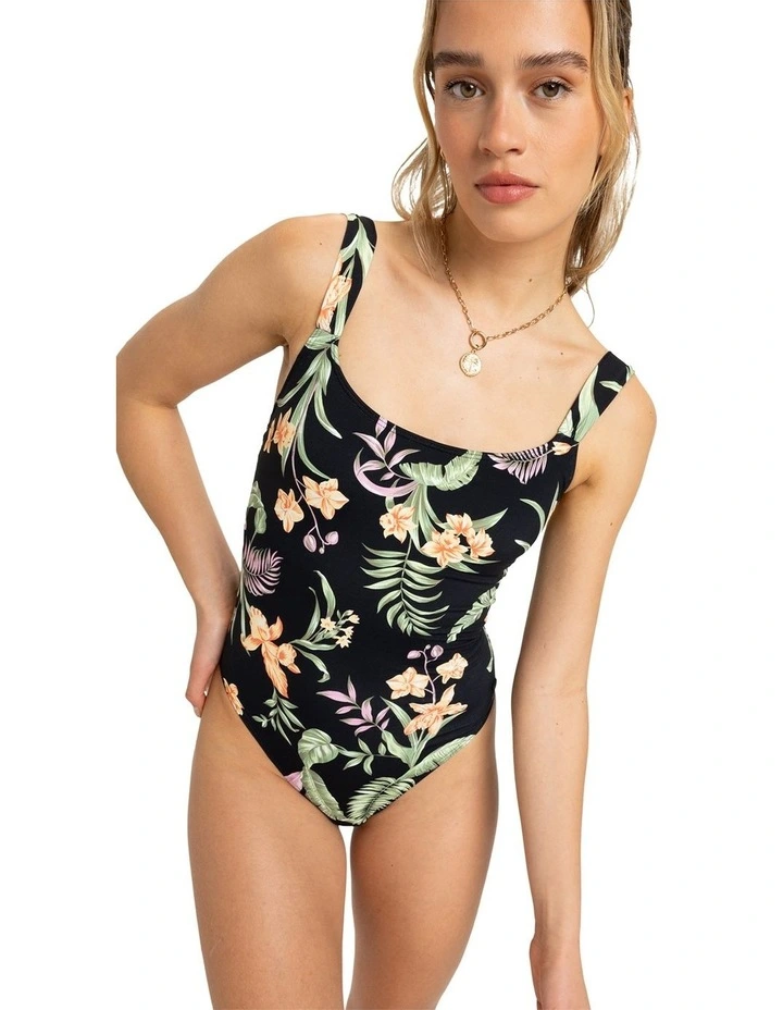 Pt Beach Classics One Piece Swimsuit in Anthracite Island Escape image 1