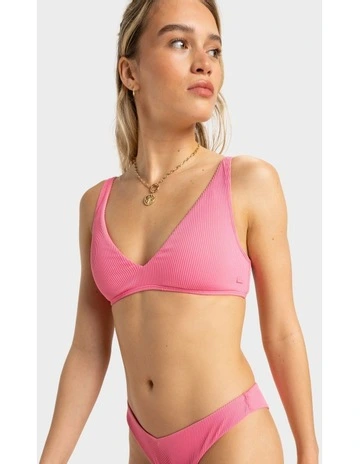 Rib Love The Oceana V Bikini Top in Pink Carnation