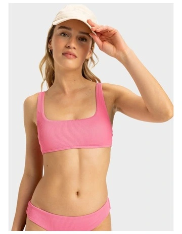 Rib Love The Glassy Bikini Top in Pink Carnation