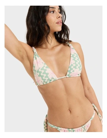 Hibiscus Daze Elongated Tri Bikini Top in Green