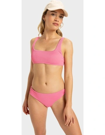 Rib Love The Comber Bikini Bottom in Pink Carnation