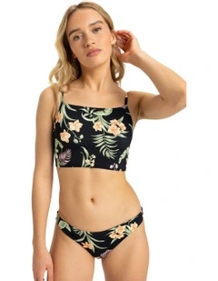 Printed Beach Classics Cheeky Bikini Bottom in Anthracite Island Escape