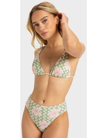 Hibiscus Daze Midwaist Bikini Bottom in Basil Party Waves