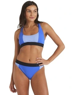 Block Active Cross Back Moderate Bikini Bottom in Dazzling Blue
