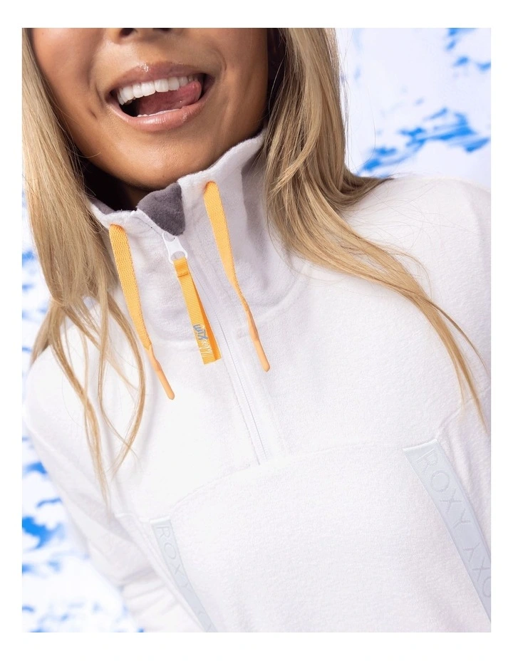 Chloe Kim Layer Half Zip Fleece Jumper in White image 3