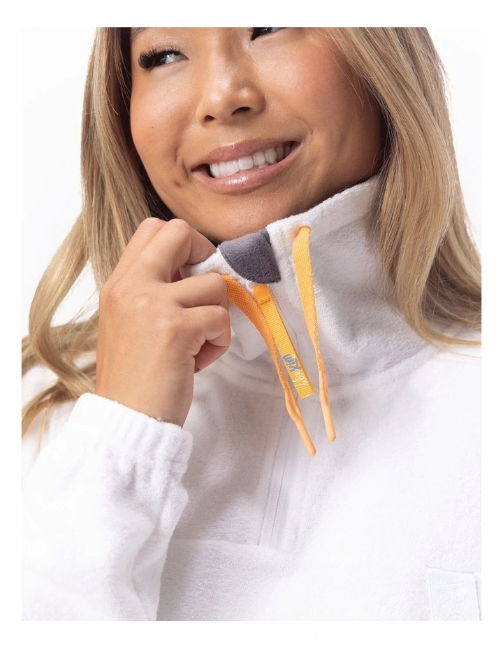 Chloe Kim Layer Half Zip Fleece Jumper in White image 4