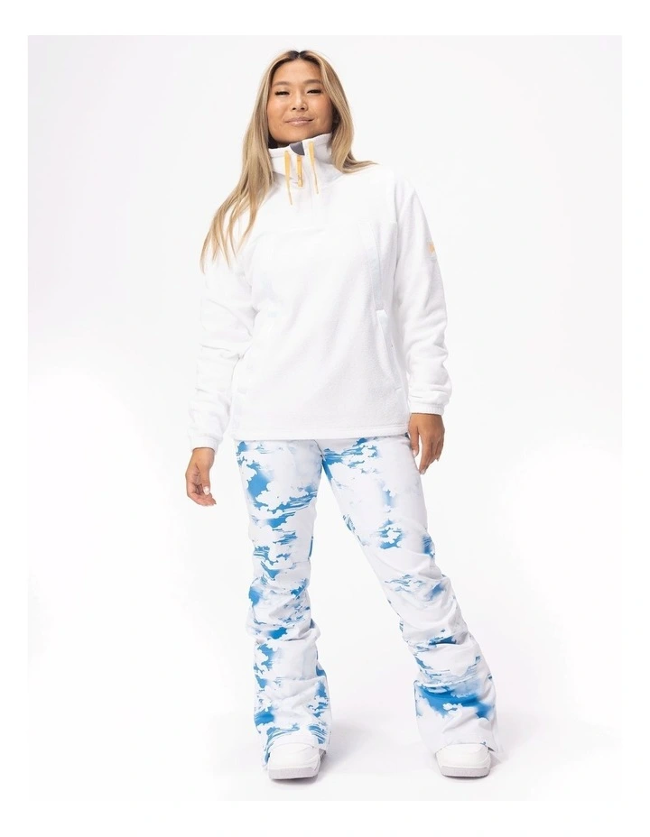 Chloe Kim Layer Half Zip Fleece Jumper in White image 6