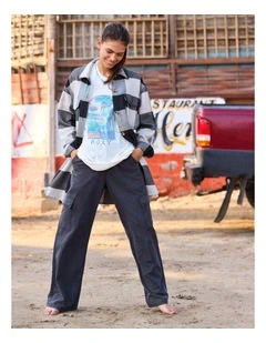 Check The Swell Checkered Shacket in Beige