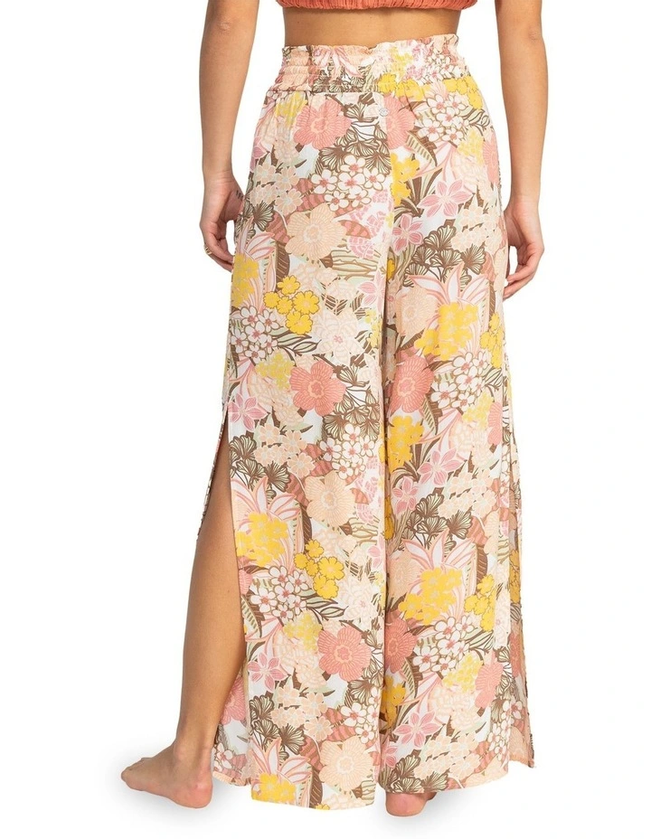 Tropical Rhythm Wide Leg Beach Pants in White image 4
