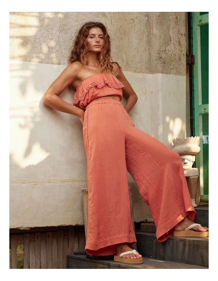 Golden Tropic Wide Leg Beach Pant in Pink image 1