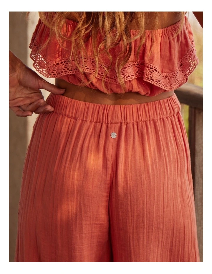 Golden Tropic Wide Leg Beach Pant in Pink image 3