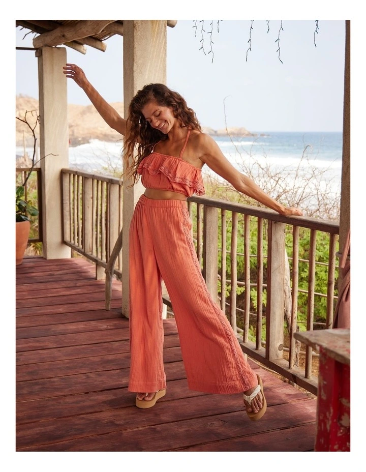 Golden Tropic Wide Leg Beach Pant in Pink image 4