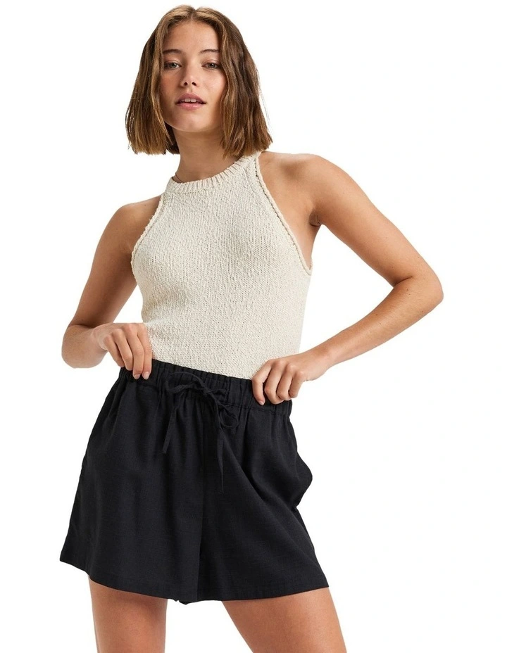 Place To Be Elastic Waist Shorts in Black image 1